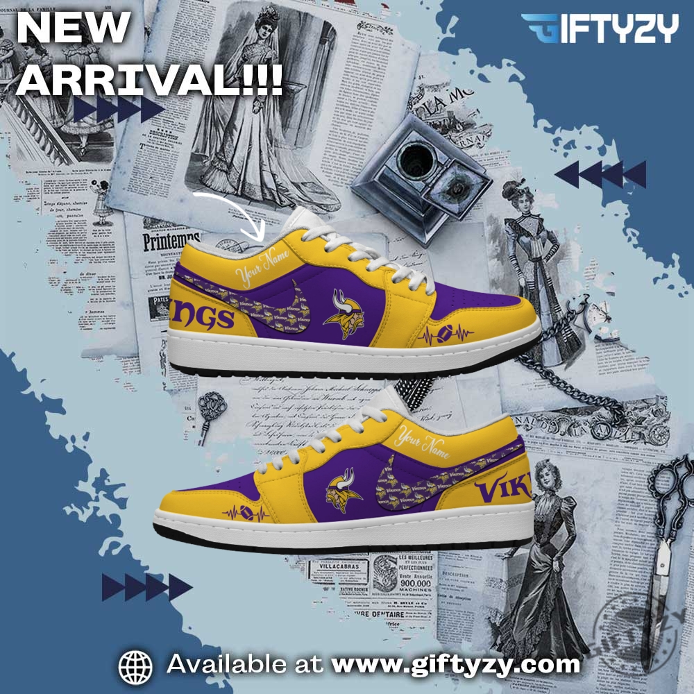 NFL Teams Personalized Air Jordan 1 Shoes 23 Minnesota Vikings Nfl Football Personalized Air Jordan 1 Shoes