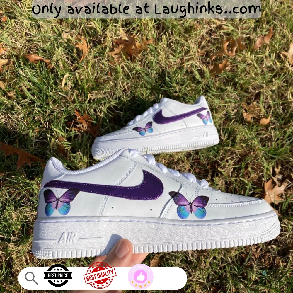 Nike Air Force 1 Purple Pearlescent Butterfly Custom Shoes Dupe 6 Nike Air Force 1 Purple Pearlescent Butterfly Custom Shoes Dupe