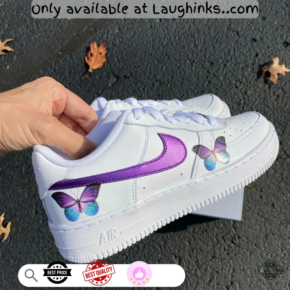 Nike Air Force 1 Purple Pearlescent Butterfly Custom Shoes Dupe 8 Nike Air Force 1 Purple Pearlescent Butterfly Custom Shoes Dupe
