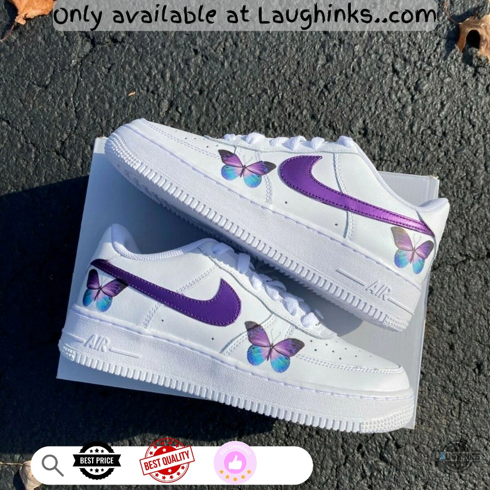 Nike Air Force 1 Purple Pearlescent Butterfly Custom Shoes Dupe 9 Nike Air Force 1 Purple Pearlescent Butterfly Custom Shoes Dupe
