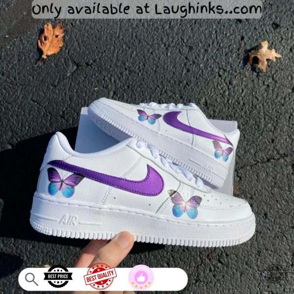 nike air force 1 purple pearlescent butterfly custom shoes dupe