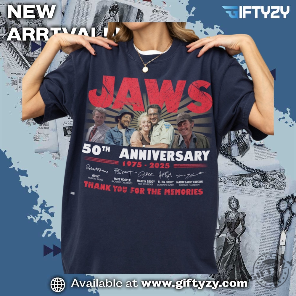 Jaws 50Th Anniversary Classic Movie 19752025 Shirt