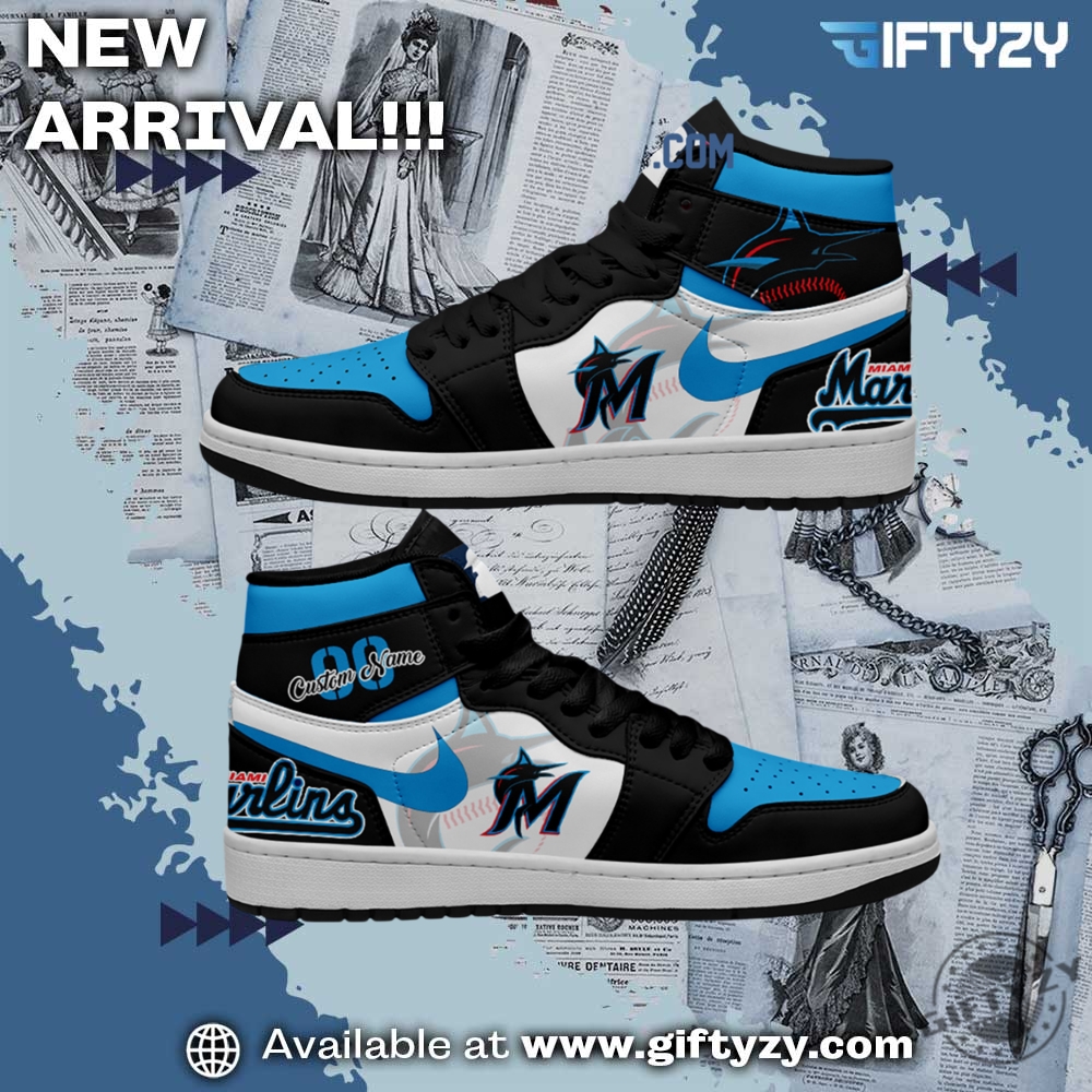 Miami Marlins Mlb Baseball Team Personalized Air Jordan 1 Shoes