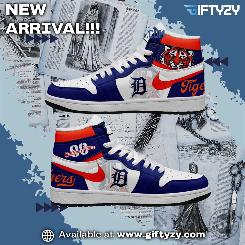 Detroit Tigers Mlb Baseball Team Personalized Air Jordan 1 Shoes