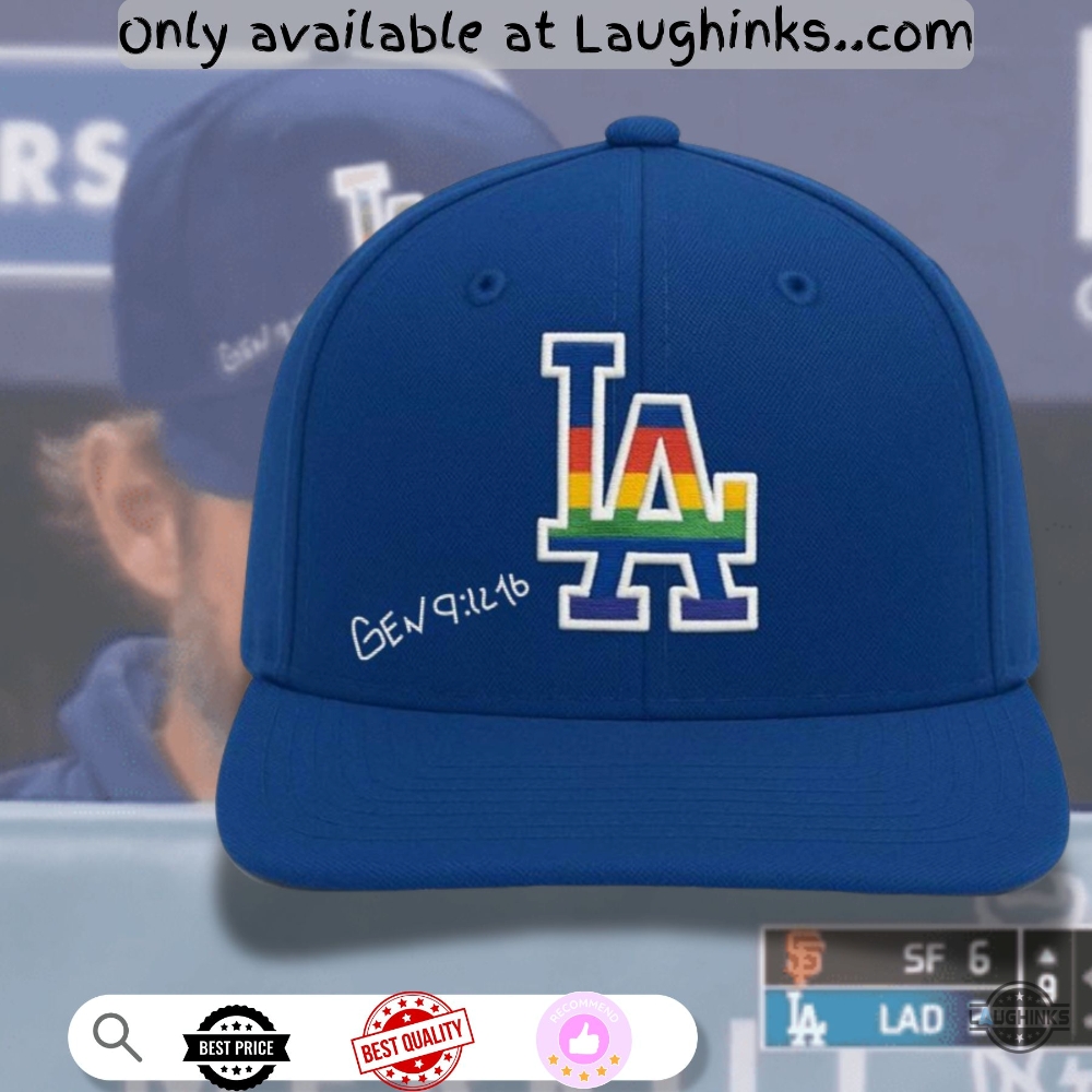 Clayton Kershaw Genesis Reference Rainbow Embroidered Hat On La Dodgers Pride Night 1 Clayton Kershaw Genesis Reference Rainbow Embroidered Hat on LA Dodgers Pride Night