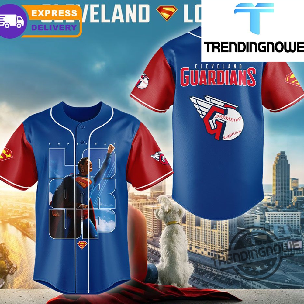 Cleveland Guardians Superman Look Up Baseball Jersey trendingnowe 1