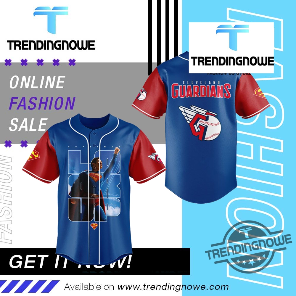 Cleveland Guardians Superman Look Up Baseball Jersey 7 Cleveland Guardians Superman Look Up Baseball Jersey