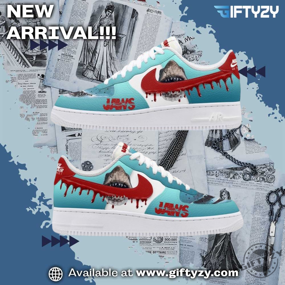 Graphic Trendy Shoes Today! 7 Jaws Shark Movie Air Nike Force Shoes