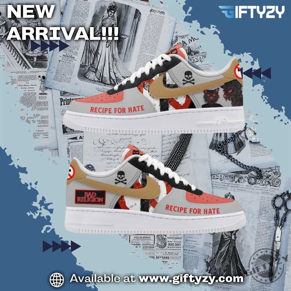 Graphic Trendy Shoes Today! 22 Bad Religion Punk Rock Band Recipe For Hate Album Nike Air Force 1 Shoes