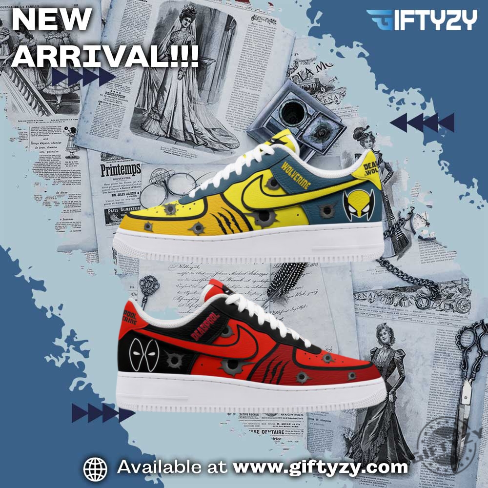 Graphic Trendy Shoes Today! 24 Movie Deadpool And Wolverine Funny Nike Air Force Shoes