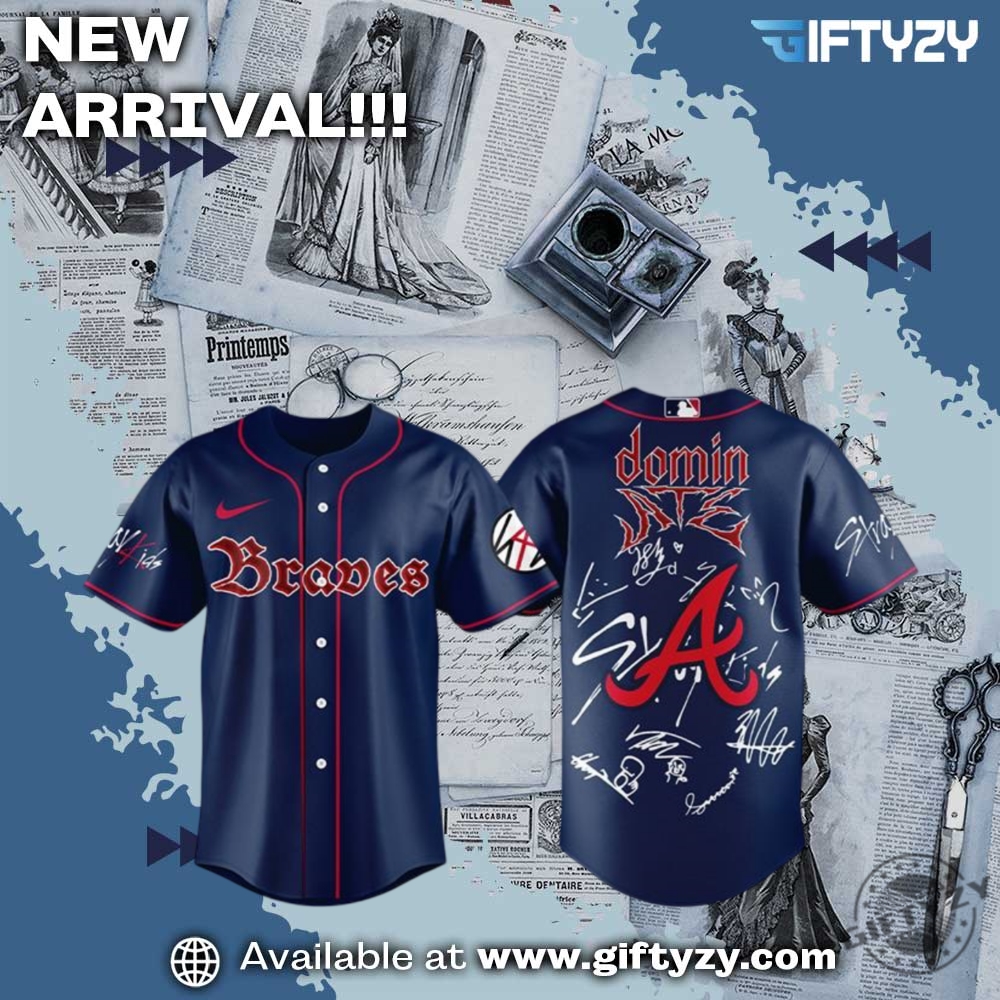 Mlb Atlanta Braves Stray Kids Dominate Tour 2025 Jersey 5 MLB Atlanta Braves Stray Kids Dominate Tour 2025 Jersey