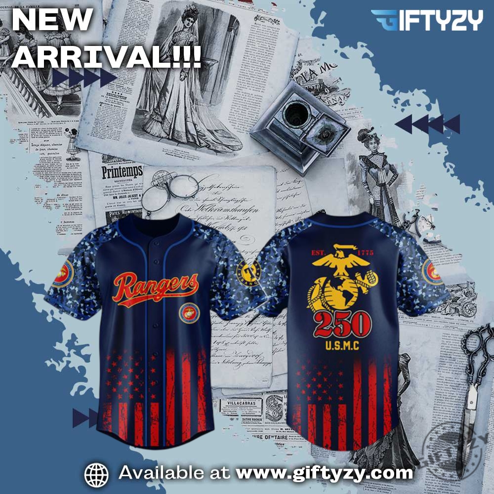 MLB Trendy Baseball Jersey 14 Mlb Texas Rangers Usmc 250Th Birthday 3D Jersey