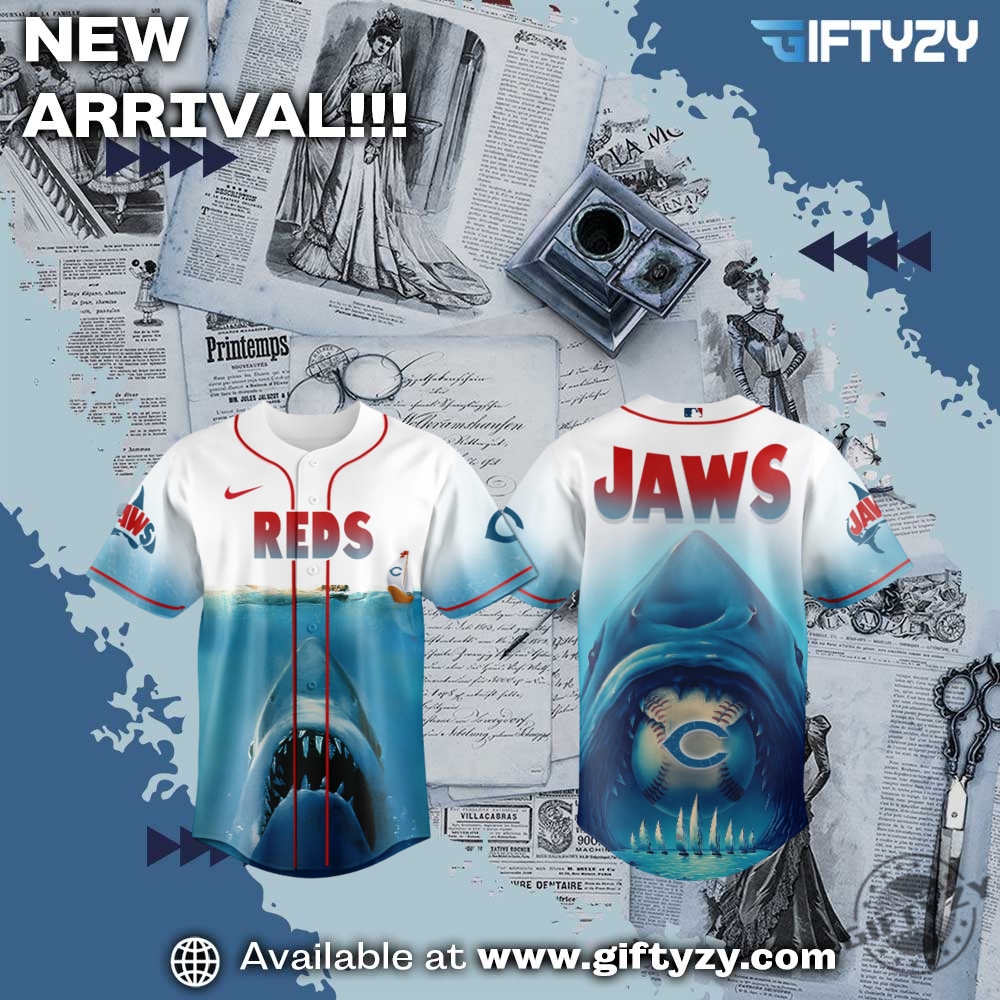 MLB Trendy Baseball Jersey 19 Mlb Cincinnati Reds Jaws Shark 3D Jersey
