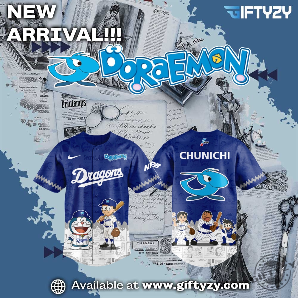 MLB Trendy Baseball Jersey 20 Mlb Chunichi Dragons Doraemon Special Edition 3D Jersey