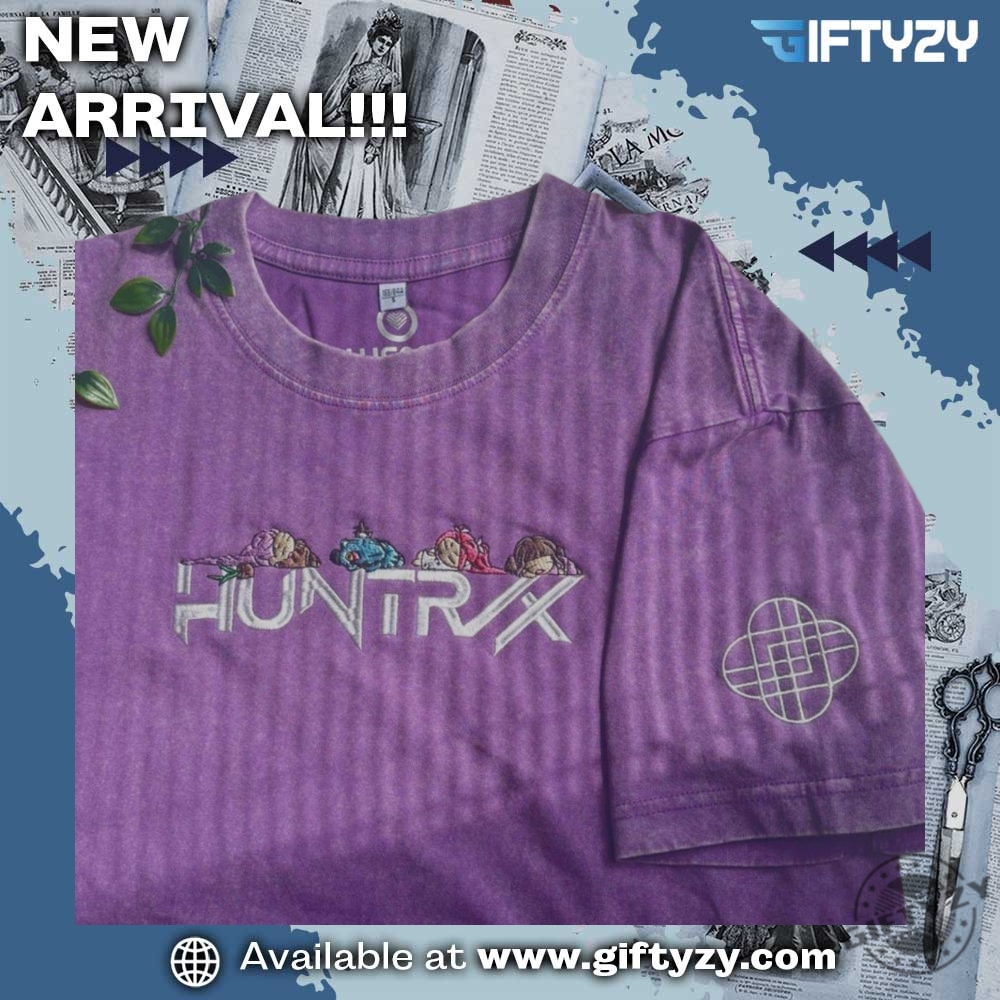 Kpop Band Huntrix Washed Embroidered Shirt 3 KPOP Band Huntrix Washed Embroidered Shirt