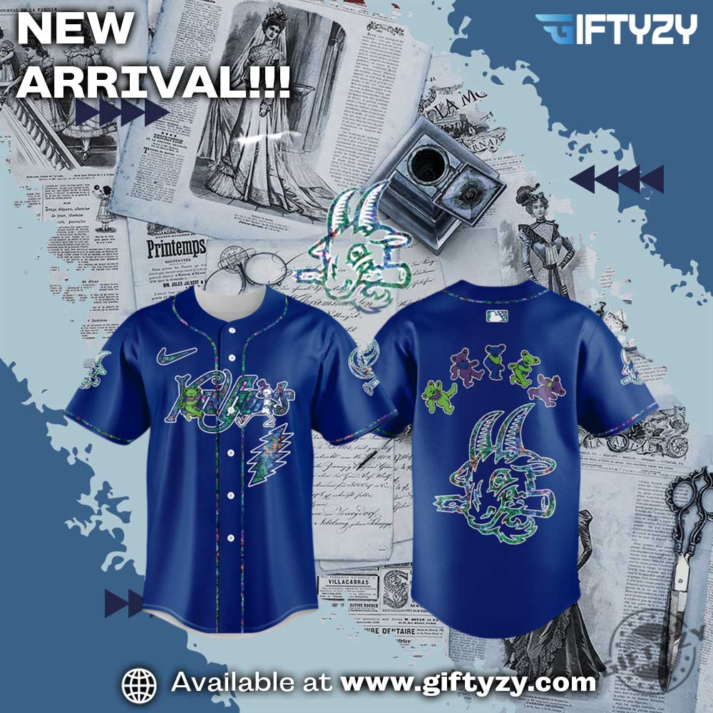 Trending Now! 3D Baseball Jersey 5 Grateful Dead Night Hartford Yard Goats Blue Jersey