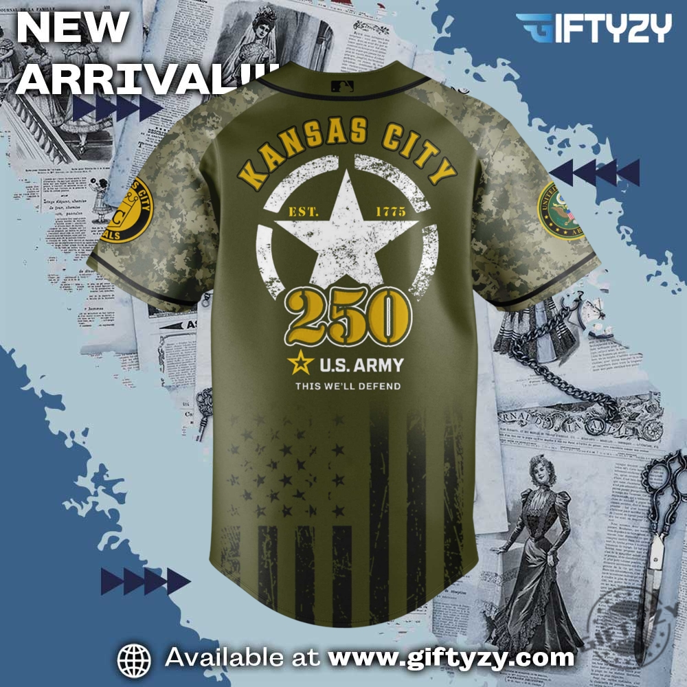 Mlb Kansas City Royals 250Th Anniversary Us Army 3D Jersey 5 MLB Kansas City Royals 250th anniversary US Army 3D Jersey
