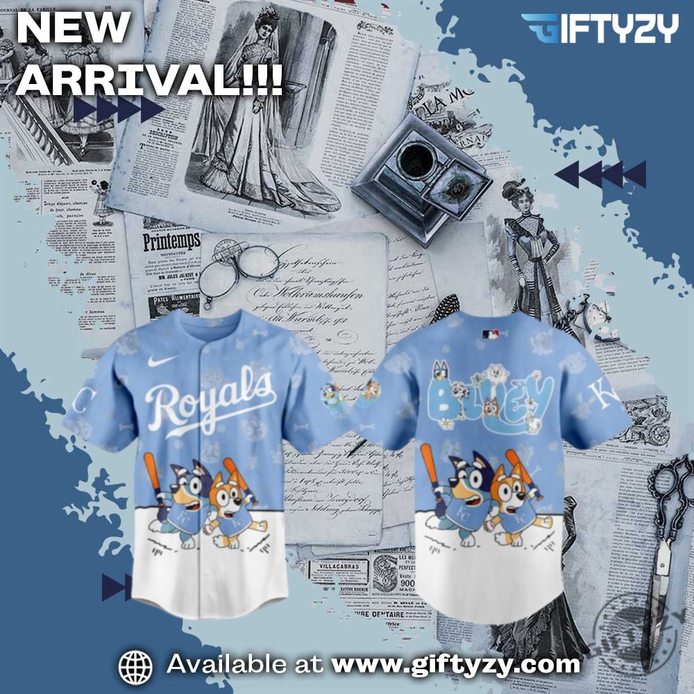 Trending Now! 3D Baseball Jersey 8 Mlb Kansas City Royals Bluey Night Baseball Jersey
