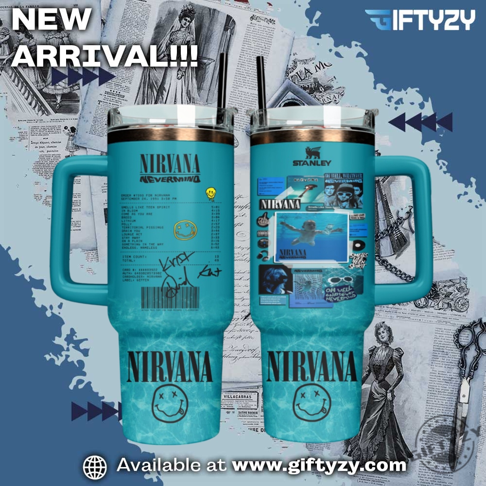 Trending Now! 3D Music StanleyTumbler With Handle 5 Music Nirvana Band Stanley Cup Tumbler With Handle