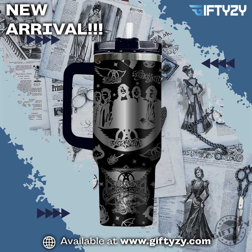 Trending Now! 3D Music StanleyTumbler With Handle 14 Aerosmith Music Custom Name Stanley Cup Tumbler With Handle