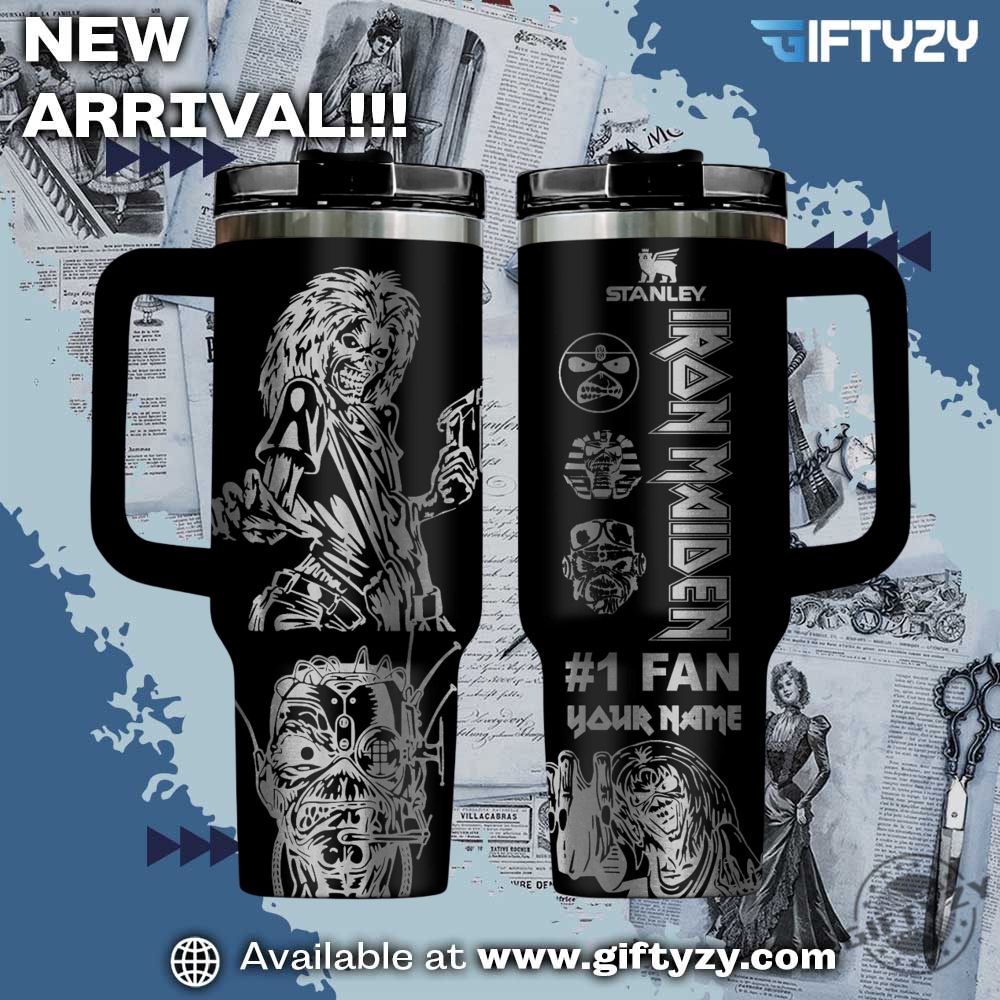 Trending Now! 3D Music StanleyTumbler With Handle 19 Iron Maiden Music Custom Name Stanley Cup Tumbler With Handle