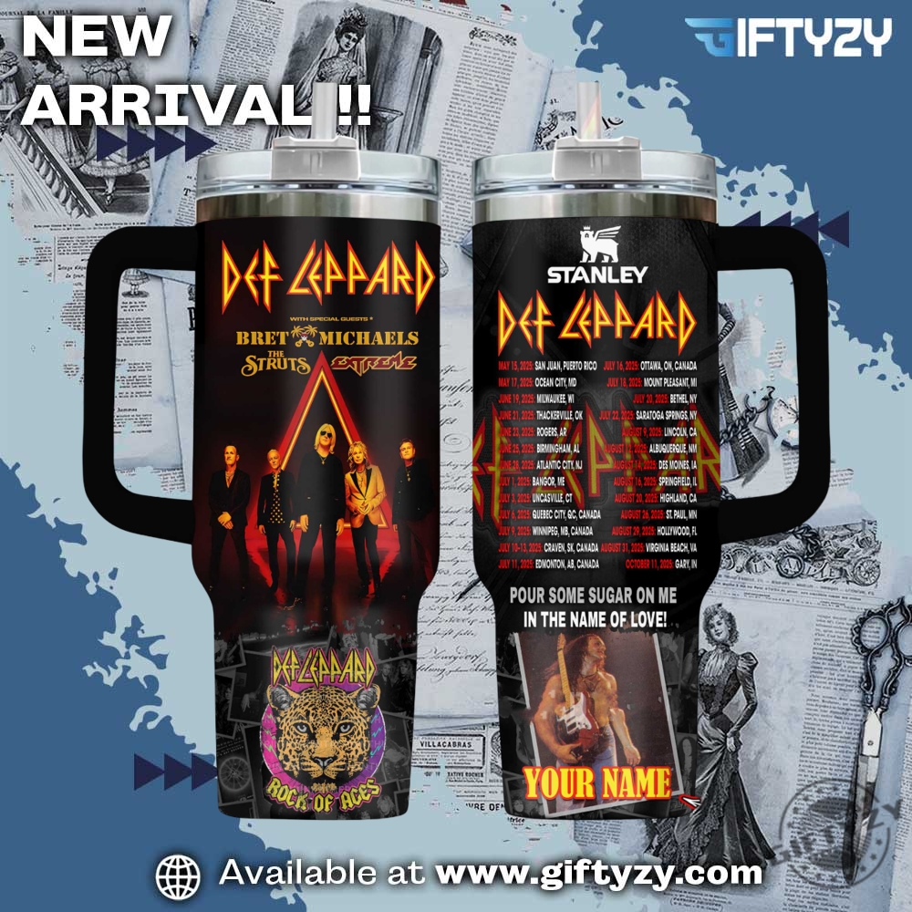 Trending Now! 3D Music StanleyTumbler With Handle 27 Def Leppard Band Music Custom Name Music Stanley Cup Tumbler With Handle