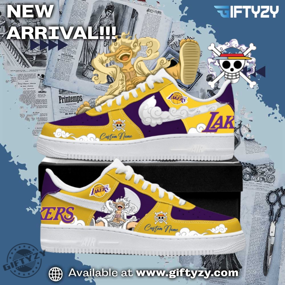 Ideas Trending Custom Nike Air Force 1 Shoes 11 Onepiece X Los Angeles Lakers Nike Air Force 1 Shoes