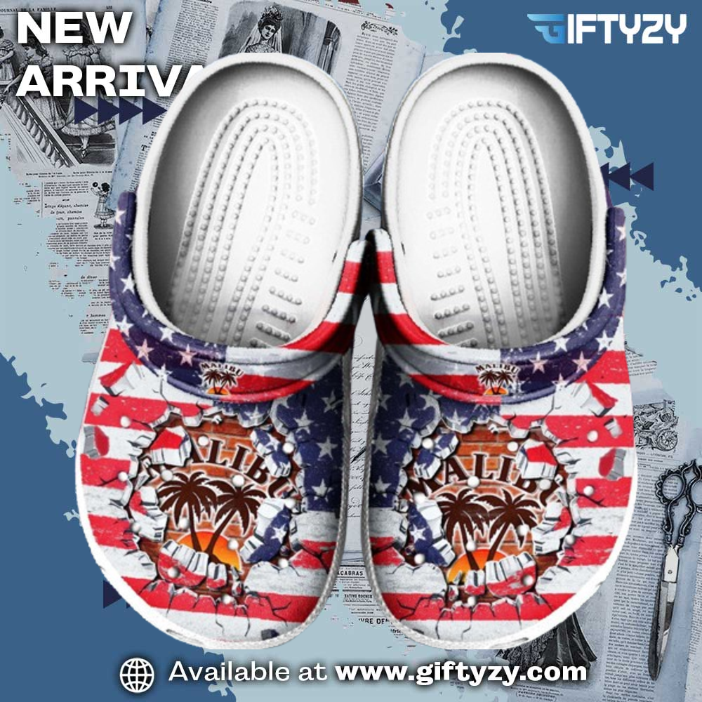 Malibu American Flag Rubber Crocs Shoes 3 Malibu American Flag Rubber Crocs Shoes