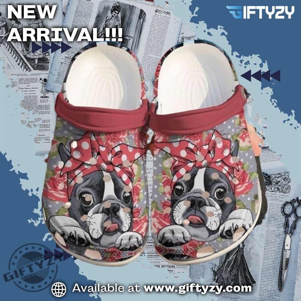 Trendy 3D Crocs Shoes 11 Boston Terrier Floral Rubber Awesome Crocs Shoes