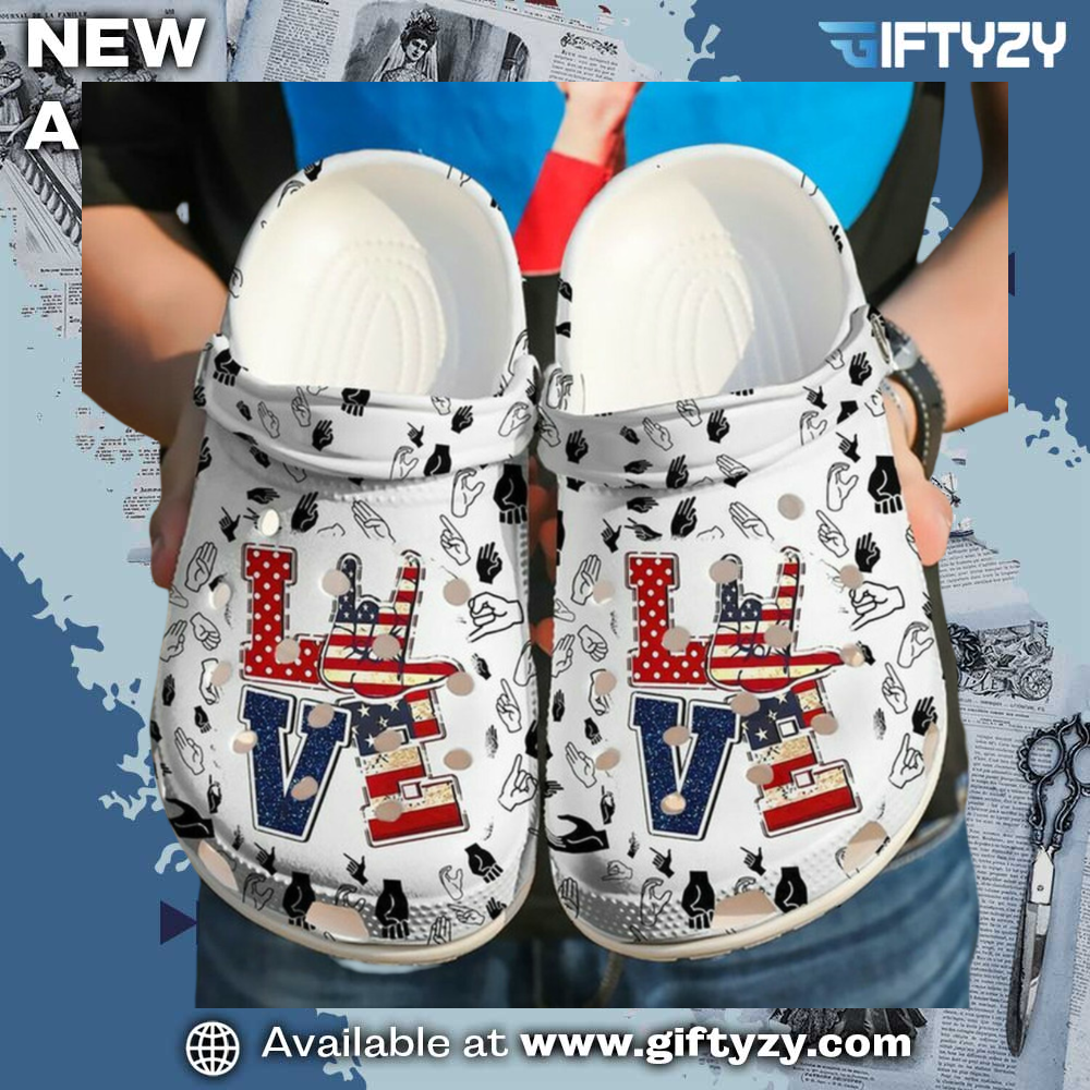 Trendy 3D Crocs Shoes 13 Sign Language I Love You America 102 Crocs Shoes