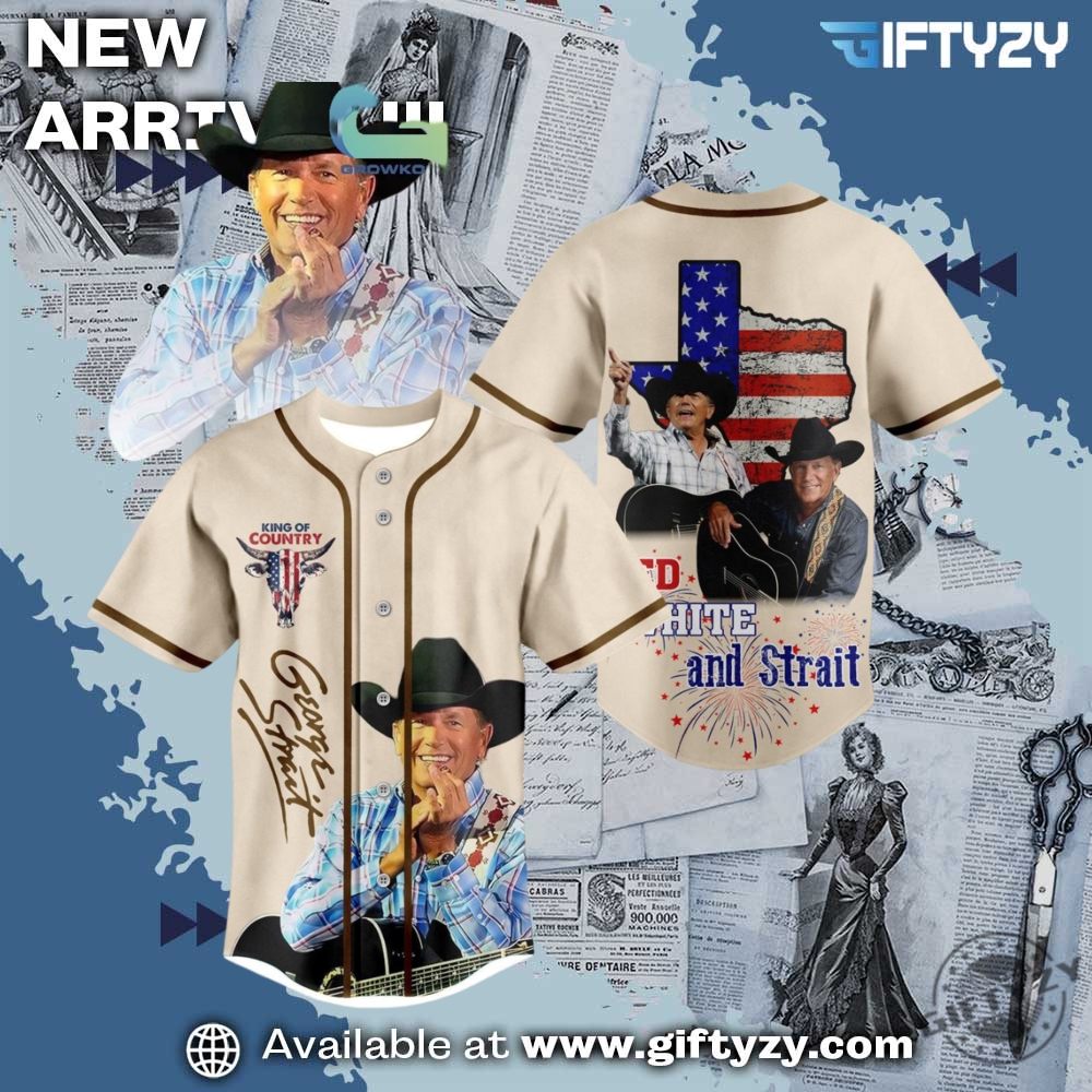 3D Baseball Jerseys Trending Now 6 George Strait King Of Country Music 3D Baseball Jersey
