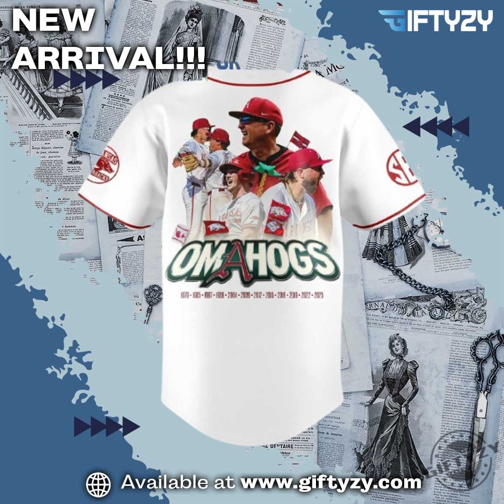 Arkansas Razorbacks Omahogs Champions White Baseball Jersey 5 Arkansas Razorbacks Omahogs Champions White Baseball Jersey