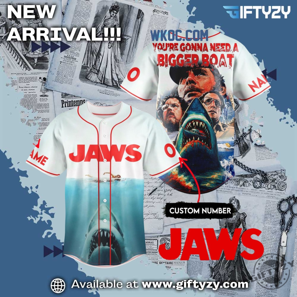 3D Baseball Jerseys Trending Now 10 Jaws Movie Youre Gonna Need A Bigget Boat Baseball Jersey