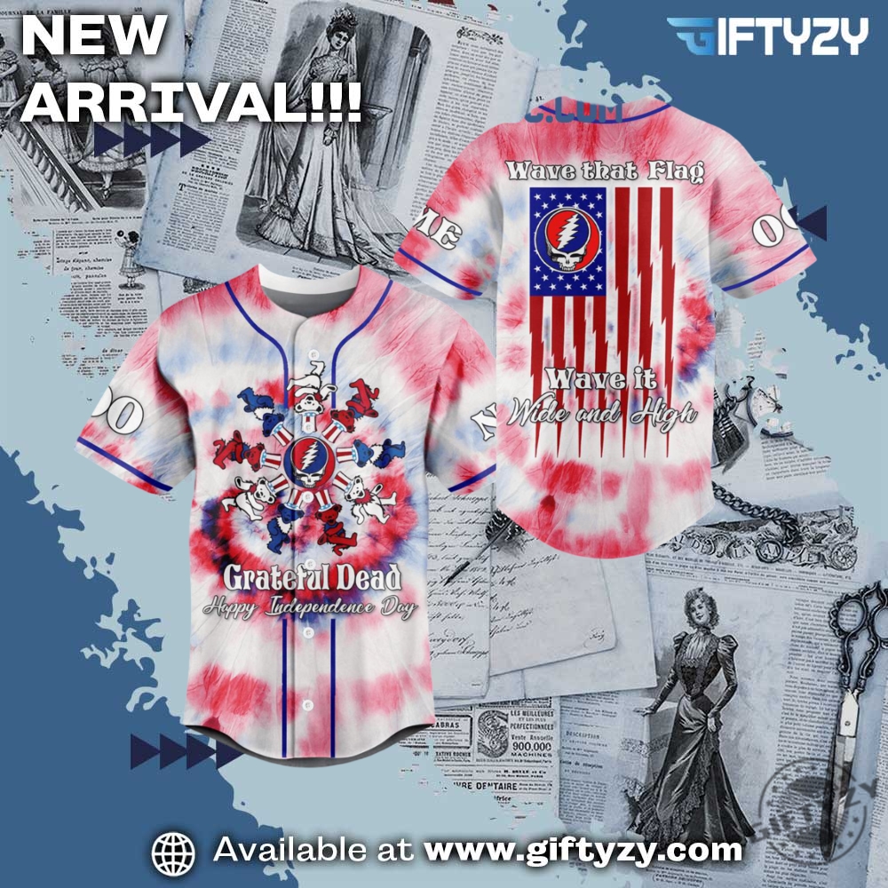 3D Baseball Jerseys Trending Now 11 Grateful Dead Music Happy Independence Day 3D Personalized Baseball Jersey