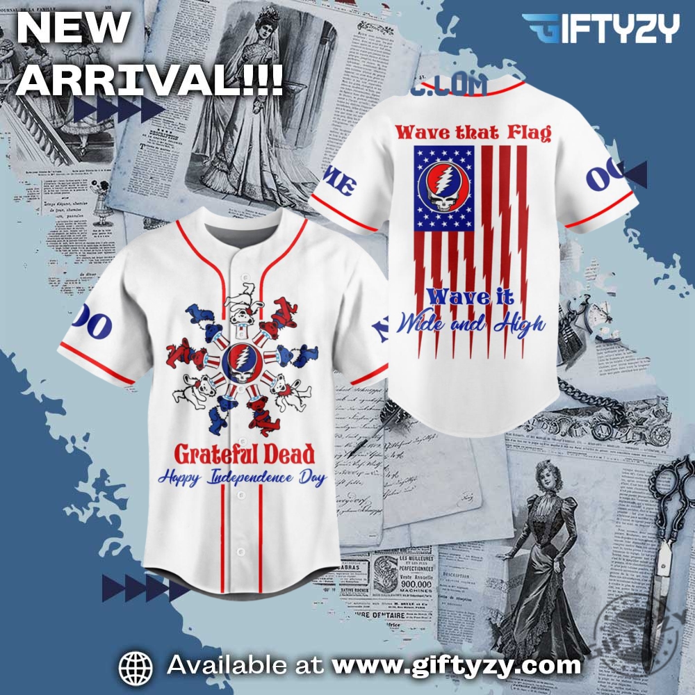 3D Baseball Jerseys Trending Now 12 Grateful Dead Music Independence Day Wave That Flag Wave It Wide And High 3D Baseball Jersey