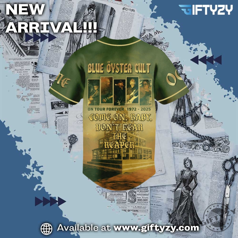 Blue Oyster Music Cult On Tour Forever 19722025 Personalized Baseball Jersey 5 Blue Oyster Music Cult On Tour Forever 1972-2025 Personalized Baseball Jersey
