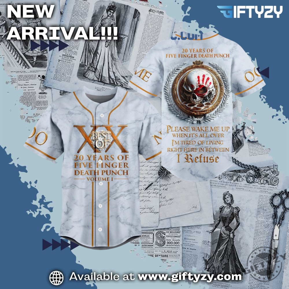 3D Baseball Jerseys Trending Now 21 Five Finger Death Punch 20 Years Music Personalized Baseball Jersey
