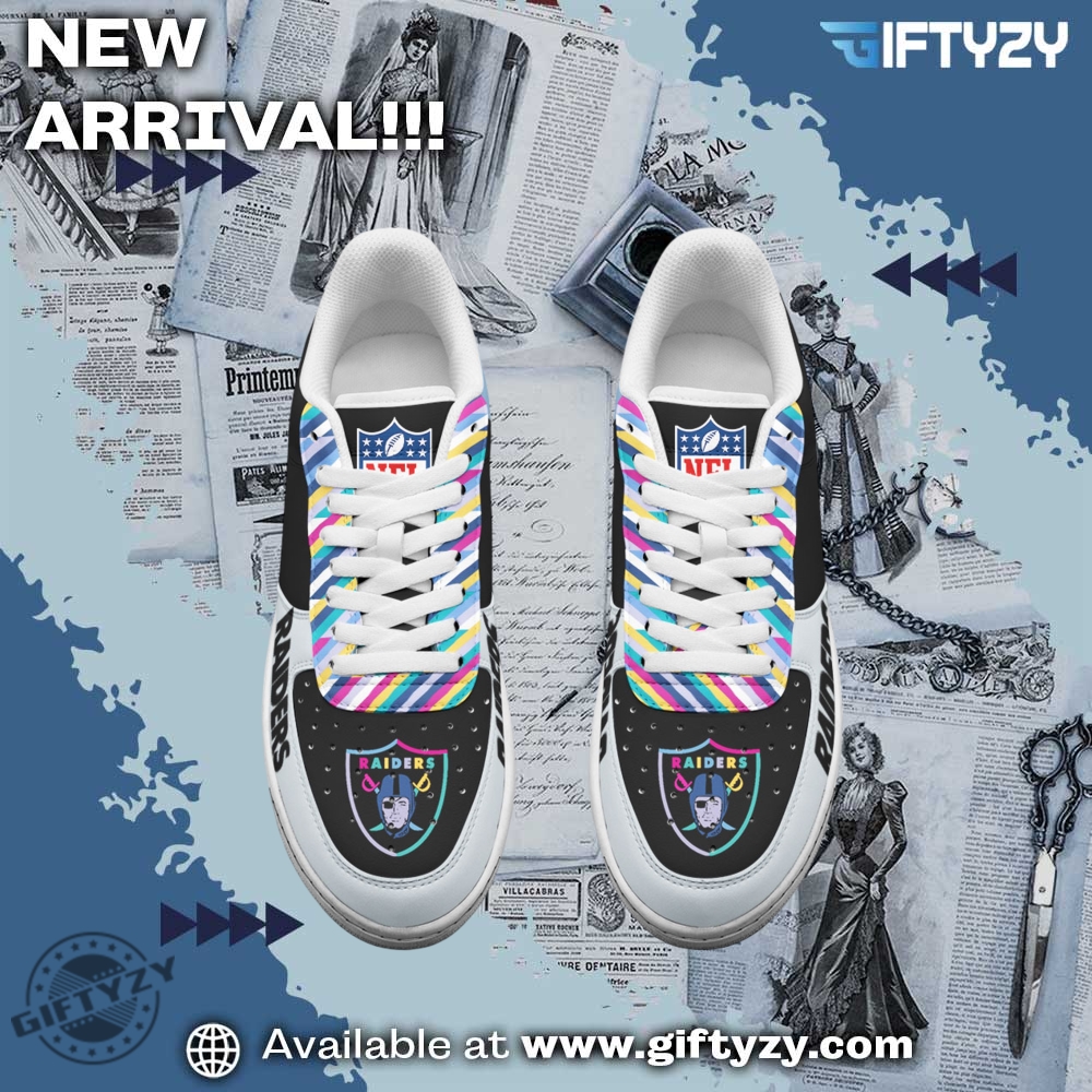 Nfl Football Las Vegas Raiders Crucial Catch Cancer Air Force 1 Shoes 5 NFL Football Las Vegas Raiders Crucial Catch Cancer Air Force 1 Shoes