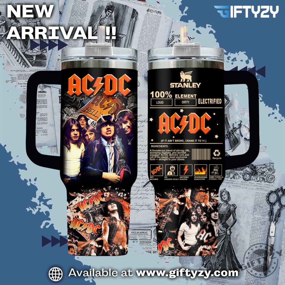 Music-Inspired Stanley Tumbler With Handle 5 Acdc Band Music Stanley Cup Tumbler With Handle