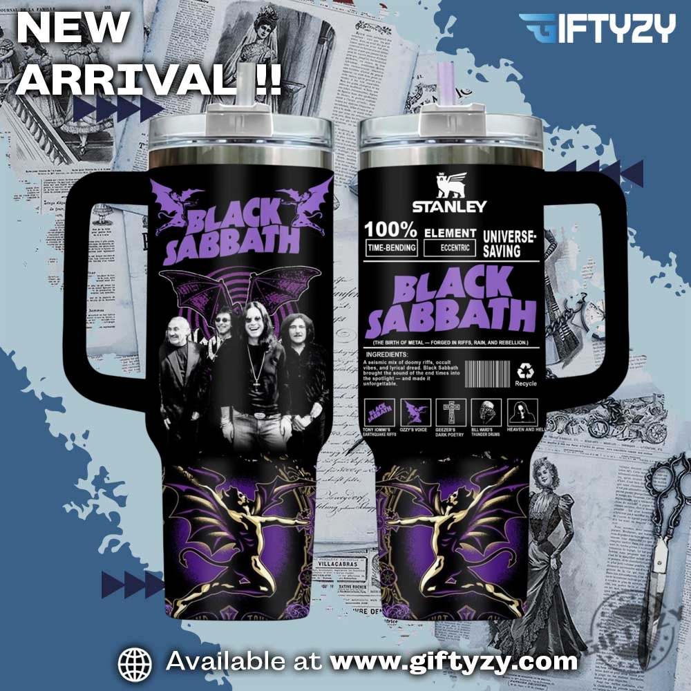 Music-Inspired Stanley Tumbler With Handle 7 Black Sabbath Band Music Stanley Cup Tumbler With Handle