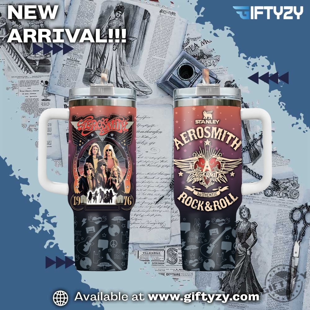 Music-Inspired Stanley Tumbler With Handle 24 Aerosmith Rock Rool Music Stanley Cup Tumbler With Handle