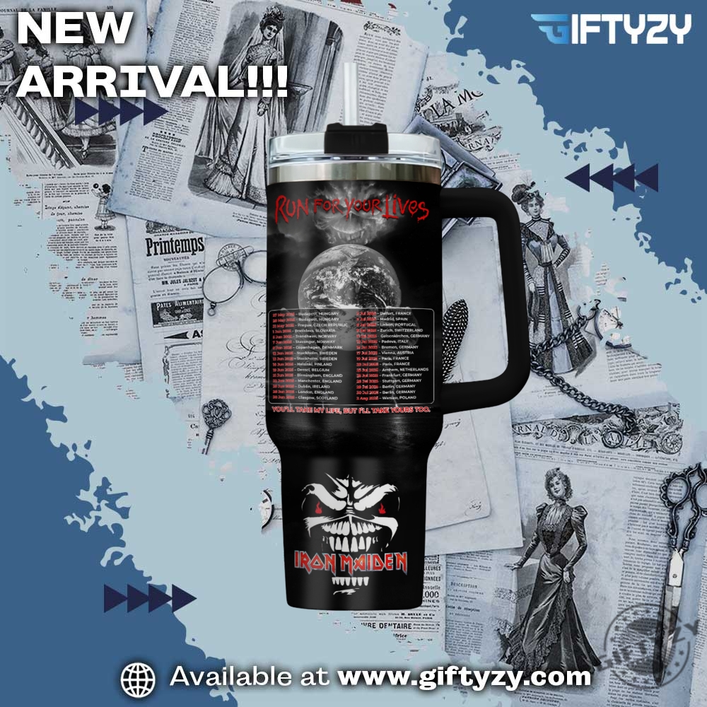 Music-Inspired Stanley Tumbler With Handle 25 Iron Maiden World Tour 2025 Music Stanley Cup Tumbler With Handle