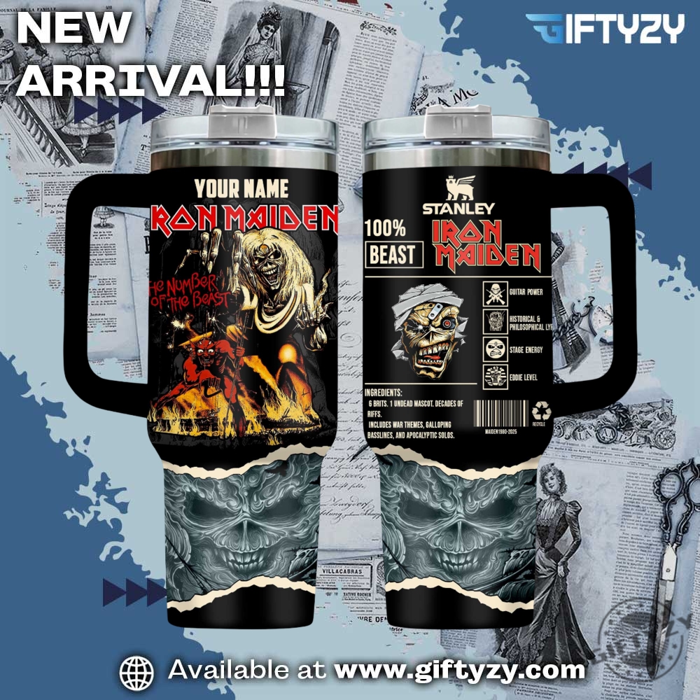 Music-Inspired Stanley Tumbler With Handle 28 Iron Maiden Music Custom Name Stanley Cup Tumbler With Handle