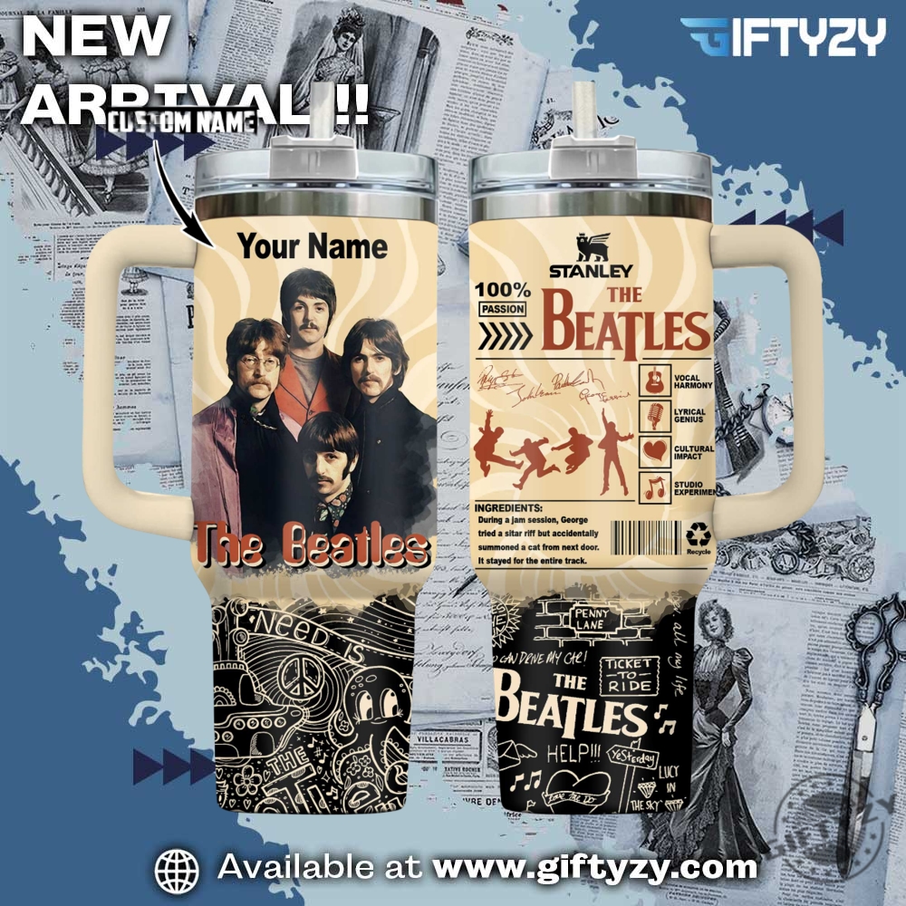 Music-Inspired Stanley Tumbler With Handle 29 The Beatles Music Personalized Stanley Cup Tumbler With Handle