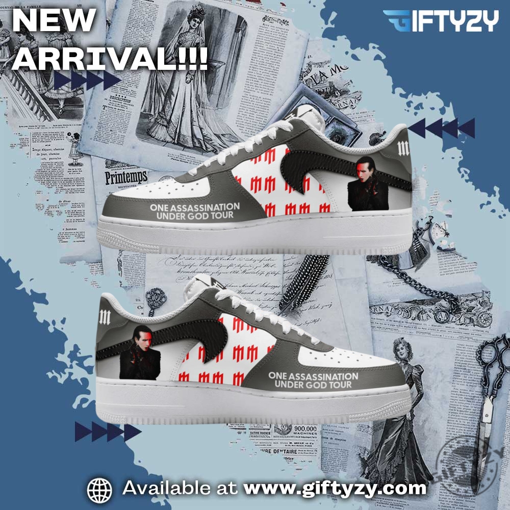 Stylish Music Graphic Shoes for True Fans 2 Marilyn Manson Music One Assassination Under God Tour Air Force 1 Shoes