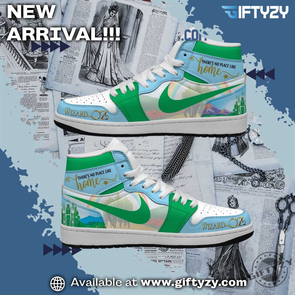 Stylish Music Graphic Shoes for True Fans 3 The Wizard Of Oz Movie Theres No Place Like Home Unisex Air Jordan 1 Shoes