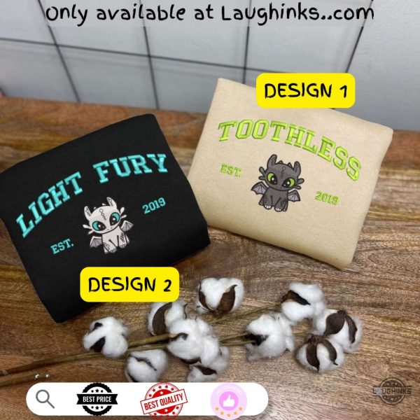 personalized toothless and light fury couple embroidered sweatshirt tshirt hoodie how to train your dragon valentine gift laughinks 1