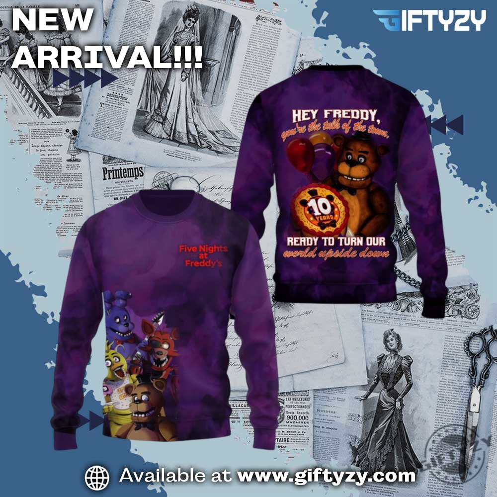 Five Nights At Freddys 10 Years 3D Printed Shirt 5 Five Nights at Freddy’s 10 Years 3D Printed Shirt