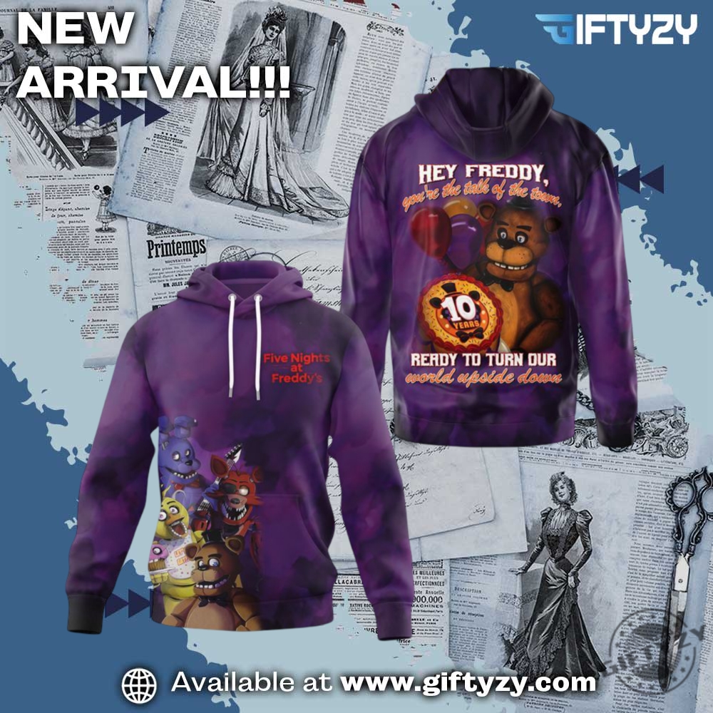 Five Nights At Freddys 10 Years 3D Printed Shirt 6 Five Nights at Freddy’s 10 Years 3D Printed Shirt