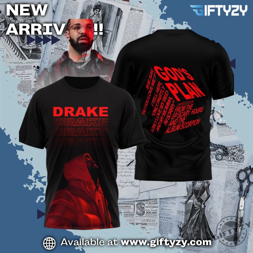All-Over 3D Printed Graphic Shirt 18 Drake Gods Plan 3D Printed Shirt
